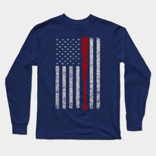 Vintage American Flag Baseball Bat Distressed Grunge Design Long Sleeve T-Shirt